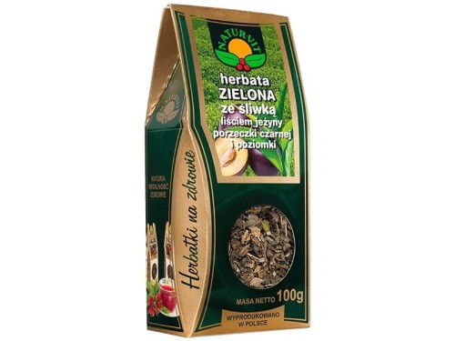 NATURA-WITA herbata zielona + śliwka + liść jeżyny, porzeczki i poziomki 100g PUDEŁKO