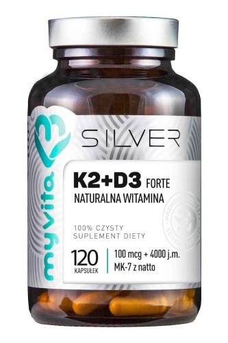 SILVER Witamina K2 100mcg + D3 MAX 4000 IU, 120kaps. MyVita