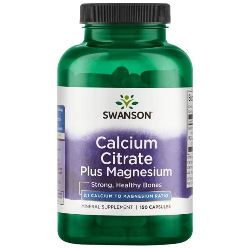 SWANSON Calcium Citrate + Magnesium 150kaps. - Cytrynian wapnia + magnez