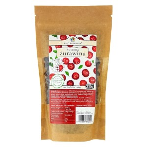 PIĘĆ PRZEMIAN Żurawina cięta suszona słodzona sokiem jabłkowym bez cukru bezglutenowa 250g