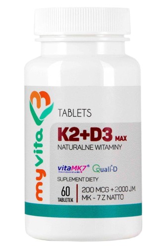 MyVita Witamina K2 MAX 200mcg + D3 2000 IU, 60tabl.