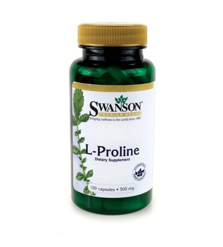 SWANSON L-Proline 500mg, 100kaps. - L-Prolina