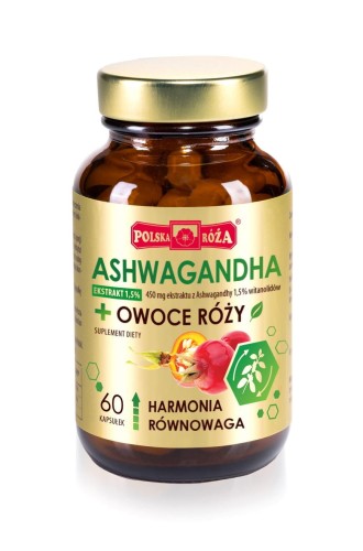 Ashwagandha + owoce róży 60 kaps. POLSKA RÓŻA