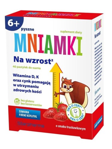 Mniamki Na wzrost 40 pastylek do ssania o smaku truskawkowym STARPHARMA