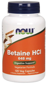 NOW FOODS Betaina HCL 648mg, 120vcaps.