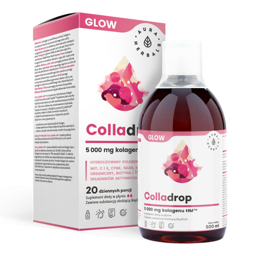 AURA HERBALS Colladrop GLOW płyn - kolagen morski 5000mg, 500ml