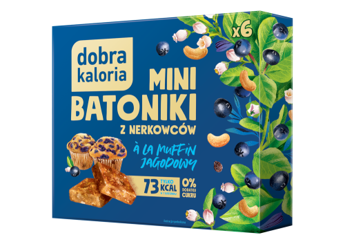DOBRA KALORIA Mini batoniki a'la muffin jagodowy z nerkowców (6x17g) KUBARA