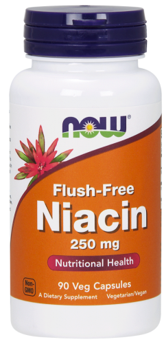 NOW FOODS Niacin Flush-Free 250mg, 90vcaps. - Niacyna - Witamina B-3 - PP