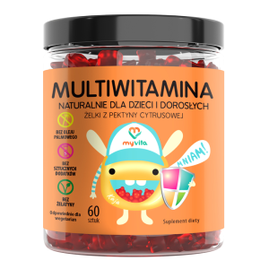 MyVita Żelki Multiwitamina 60 sztuk (dzieci i dorośli) - naturalne żelki z pektyny cytrusowej