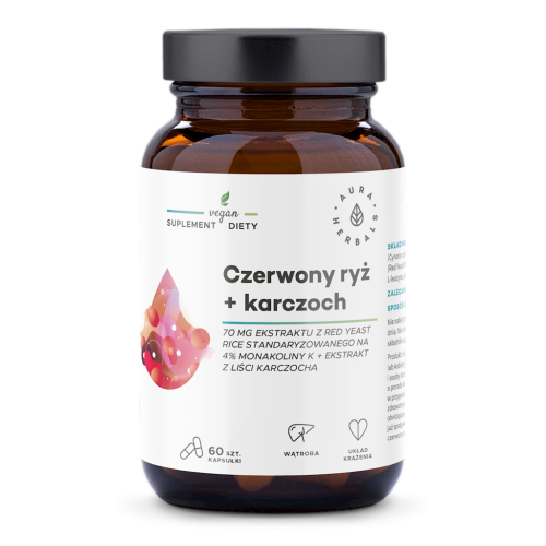 AURA HERBALS Czerwony ryż + karczoch 60 veg. kaps. (2,8mg monakoliny)