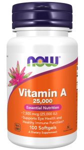 NOW FOODS Witamina A 25000IU, 100sgels.