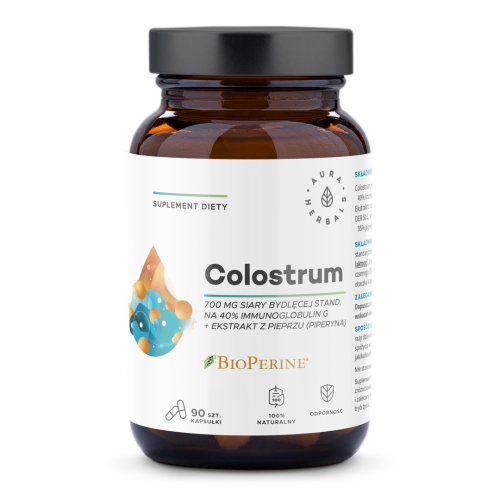 AURA HERBALS Colostrum 700mg + piperyna 90 kaps.