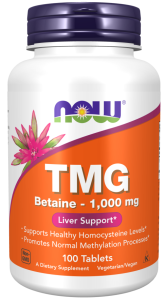 NOW FOODS TMG Betaine 1000mg, 100tabl. - Trimetyloglicyna