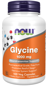 NOW FOODS Glycine 1000mg, 100vcaps. - Glicyna