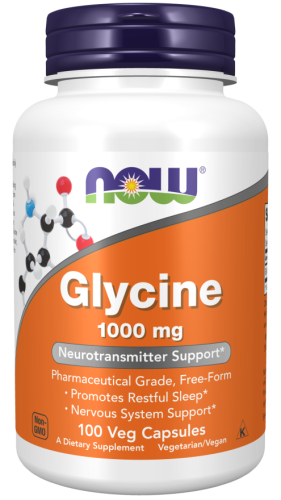 NOW FOODS Glycine 1000mg, 100vcaps. - Glicyna