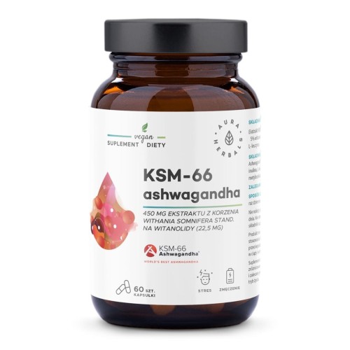 AURA HERBALS Ashwagandha KSM-66 450mg, 60 kaps.