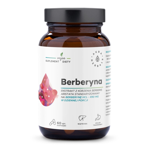 AURA HERBALS Berberyna 490mg, 60 vkaps. - Berberis aristata