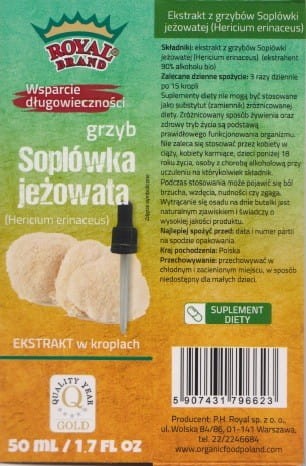 Ekstrakt z grzybów soplówka jeżowata 50ml ROYAL BRAND
