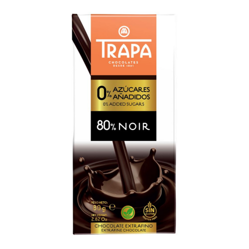 TRAPA Czekolada ciemna 80% bez dodatku cukru bezglutenowa 80g