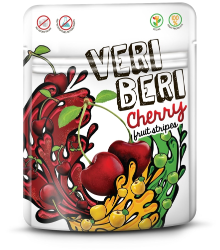 VERI BERI Żelki paski wiśniowe bez dodatku cukru bezglutenowe 50g