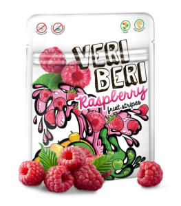 VERI BERI Żelki paski malinowe bez dodatku cukru bezglutenowe 50g