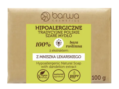 Mydło tradycyjne polskie szare z ekstraktem z mniszka lekarskiego w kostce 100g BARWA