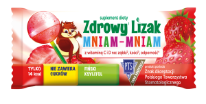 Zdrowy lizak Mniam-Mniam bez cukru truskawka 1 szt. STARPHARMA