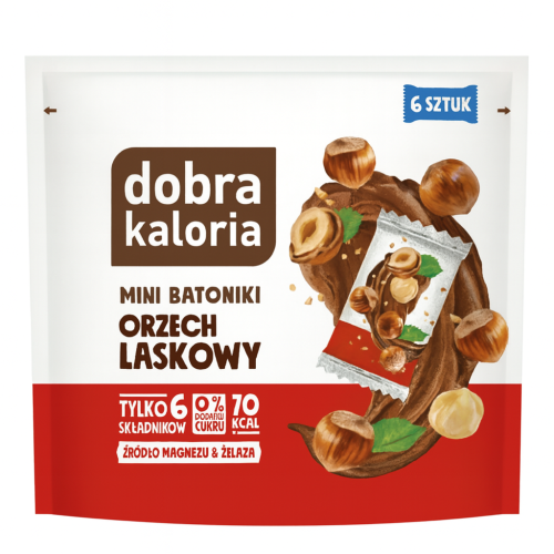 DOBRA KALORIA Mini batoniki orzech laskowy & czekolada 6x18g KUBARA