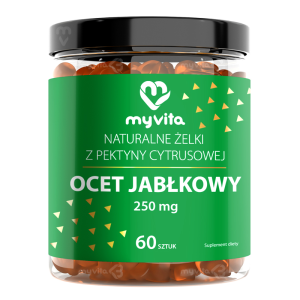 MyVita Żelki Ocet jabłkowy 250mg, 60 sztuk - naturalne żelki z pektyny cytrusowej