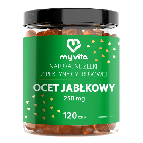 MyVita Żelki Ocet jabłkowy 120 sztuk - naturalne żelki z pektyny cytrusowej