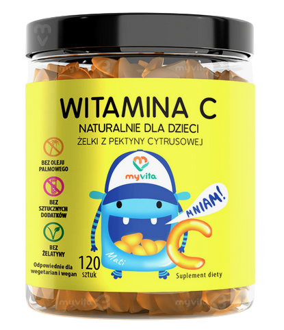 MyVita Żelki Witamina C dla dzieci 120 sztuk - naturalne żelki z pektyny cytrusowej