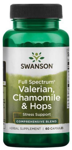 SWANSON Waleriana, Rumianek, Chmiel 60 kaps.