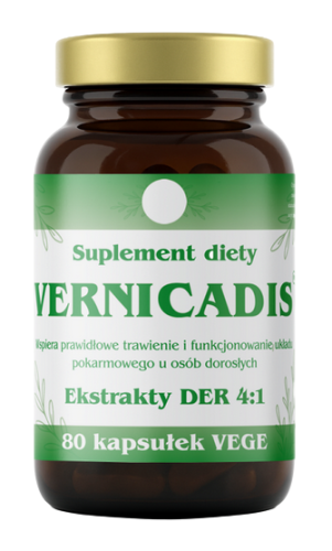 VERNICADIS ekstrakty DER 4:1 80 kaps. - suplement diety - wrotycz, piołun, dziurawiec, goździk, mniszek, kminek, mięta, tymianek