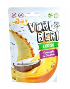 VERI BERI Żelki paski ananas i kokos bez dodatku cukru bezglutenowe 50g