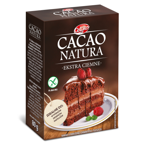 Kakao ekstra ciemne o obniżonej zawartości tłuszczu bezglutenowe 80g CELIKO