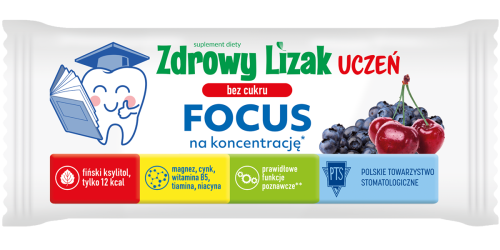 Zdrowy lizak Uczeń bez cukru Focus na koncentrację wiśniowo-jagodowy 1 szt. STARPHARMA