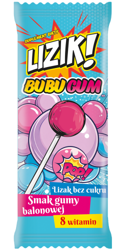 Lizik BUBUGUM lizak bez cukru smak gumy balonowej 1 szt. STARPHARMA